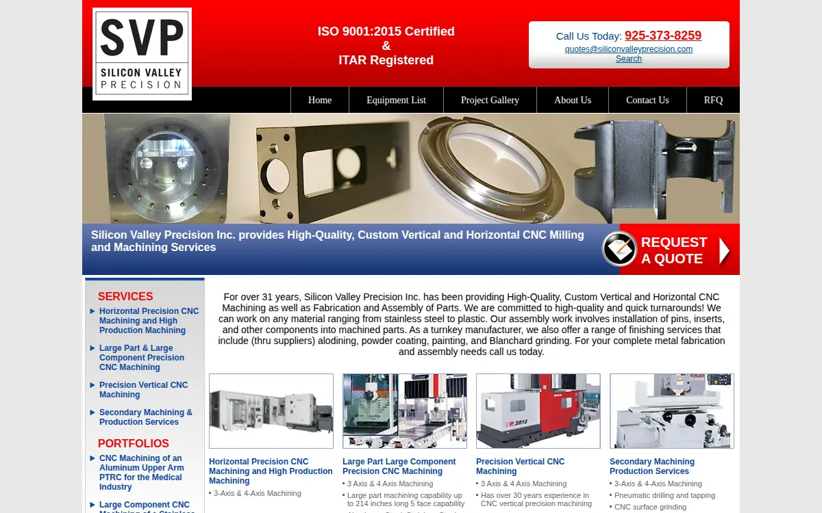 Homepage of Silicon Valley Precision, INC.