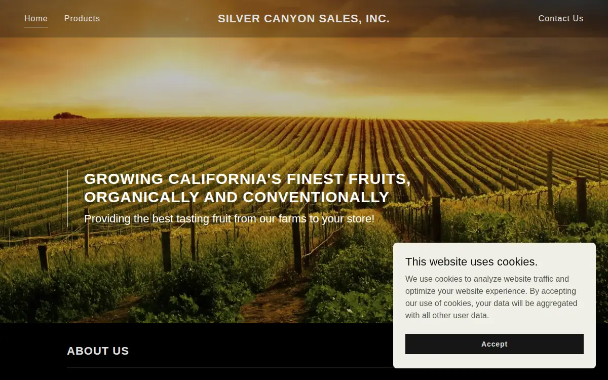 Homepage of Silver Canyon Sales, INC.