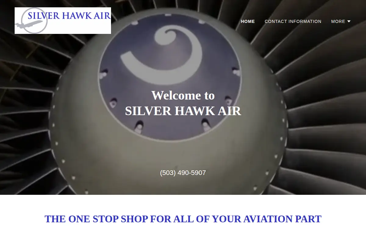 Homepage of Silver Hawk Air LLC