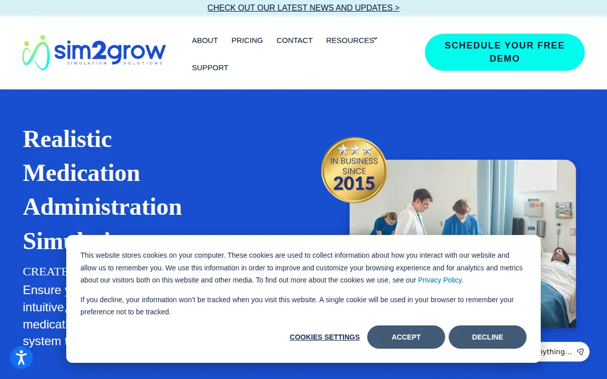 Homepage of Sim2grow, LLC