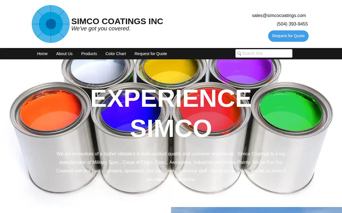 Homepage of Simco Coatings INC