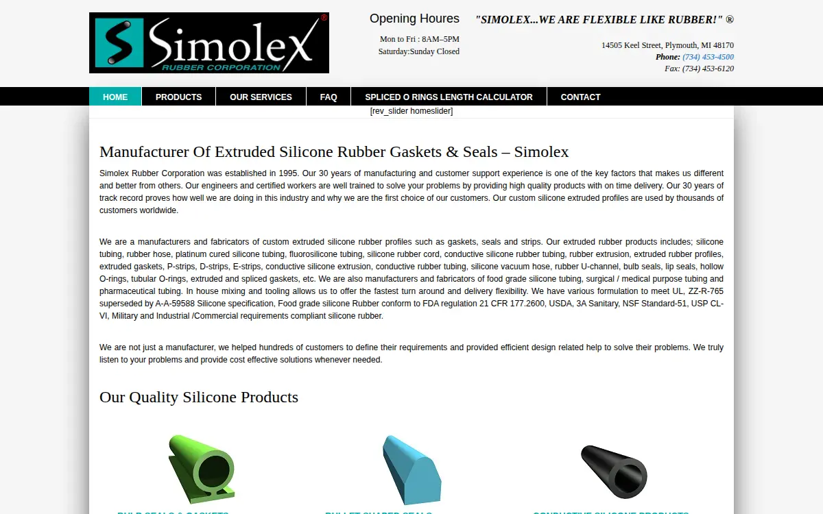 Homepage of Simolex Rubber CORP