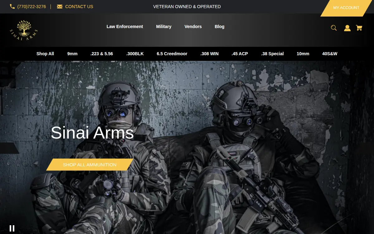 Homepage of Sinai Arms LLC
