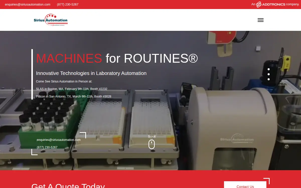 Homepage of Sirius Automation Group LLC