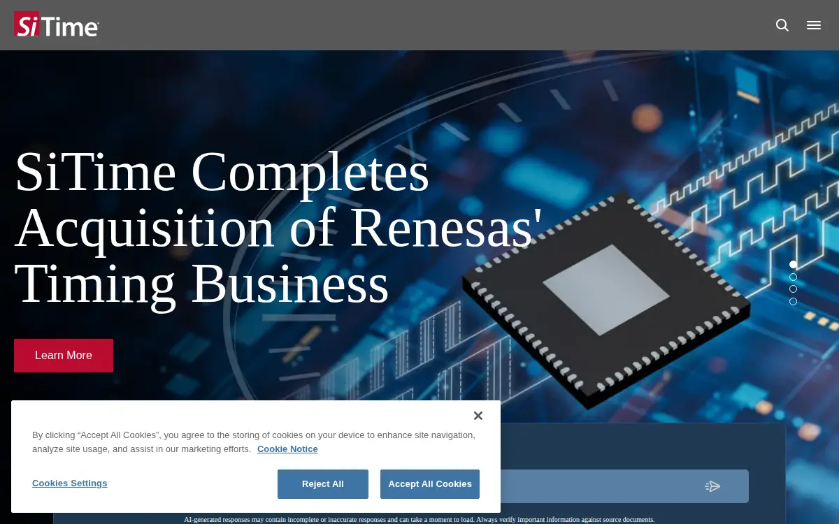 Homepage of Sitime Corporation
