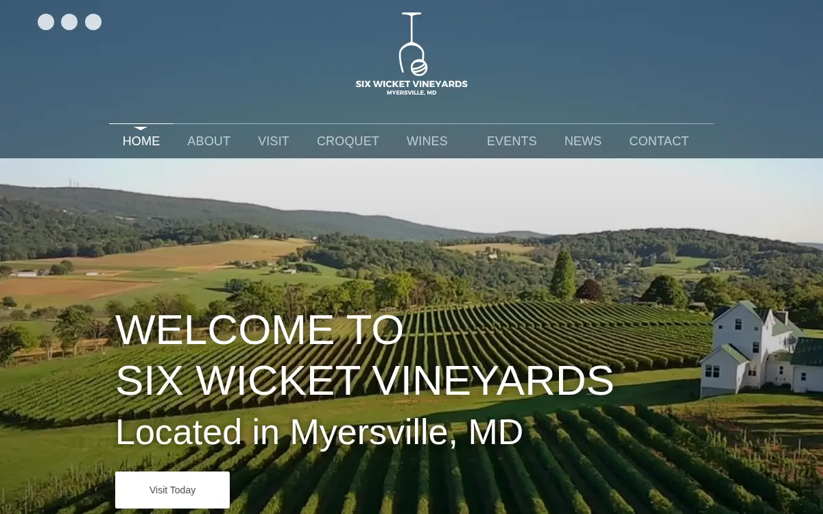 Homepage of Six Wicket Vineyards LLC