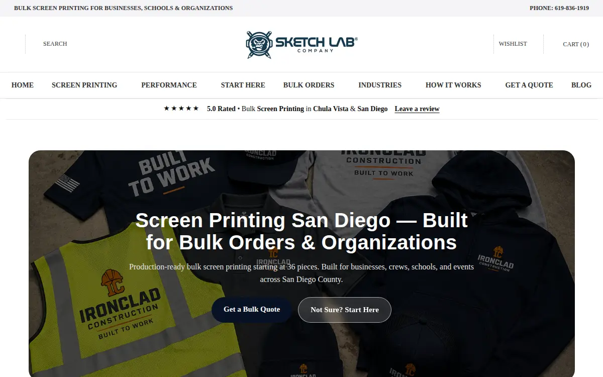 Homepage of Sketch Lab CO