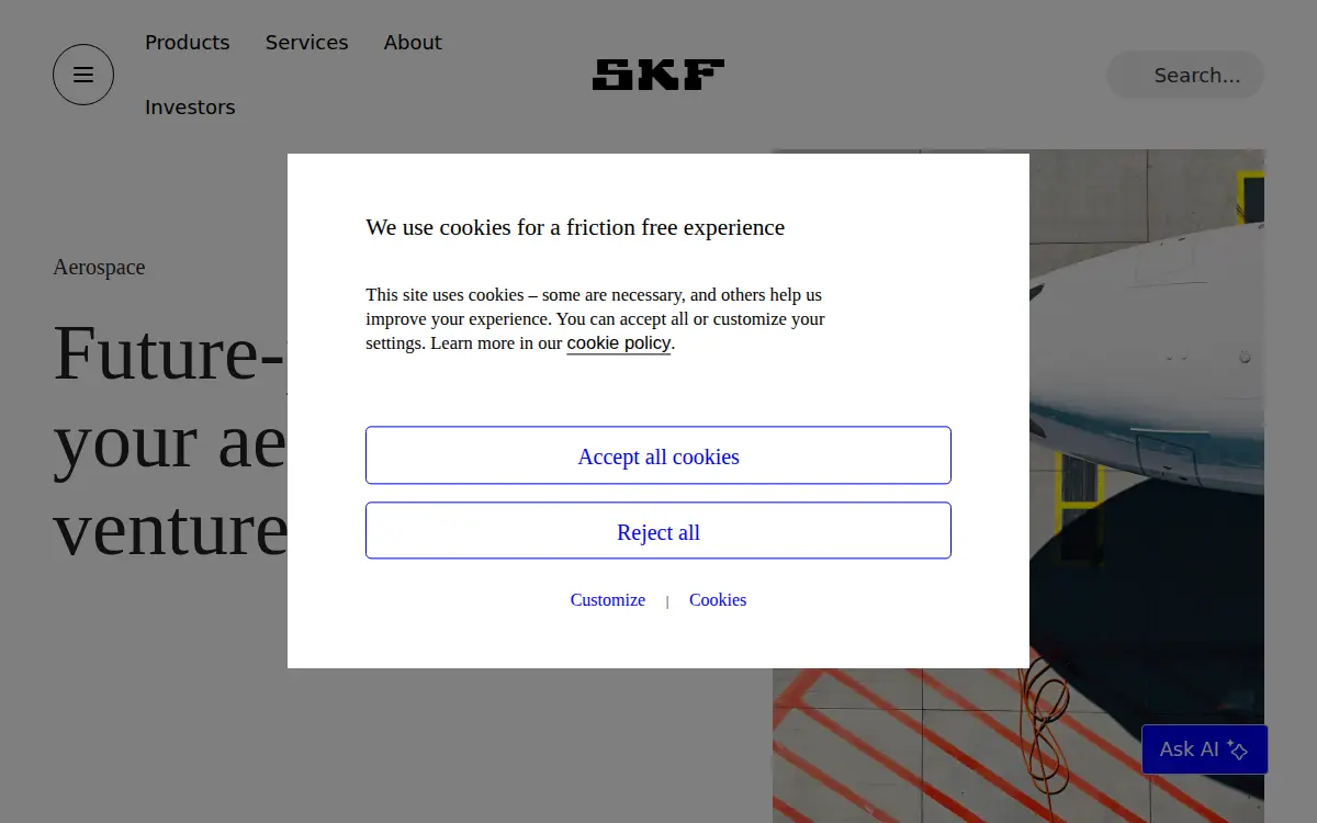 Homepage of Skf USA INC.