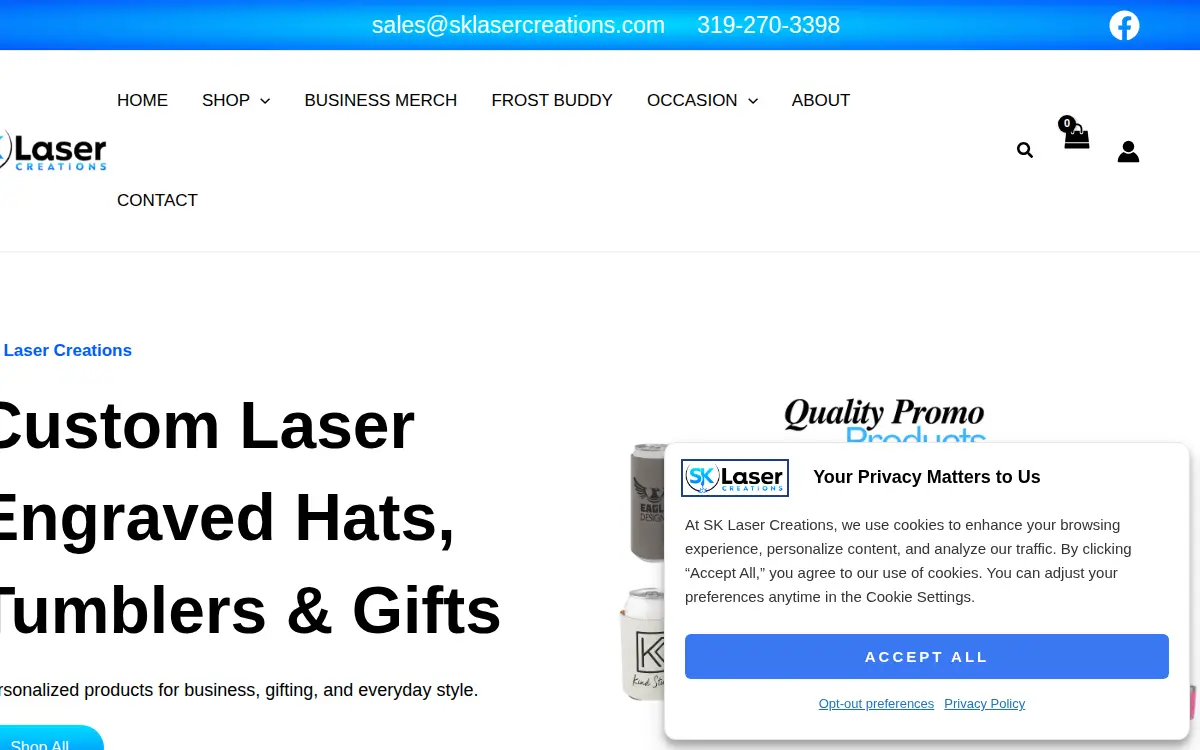 Homepage of Sk Laser Creations LLC