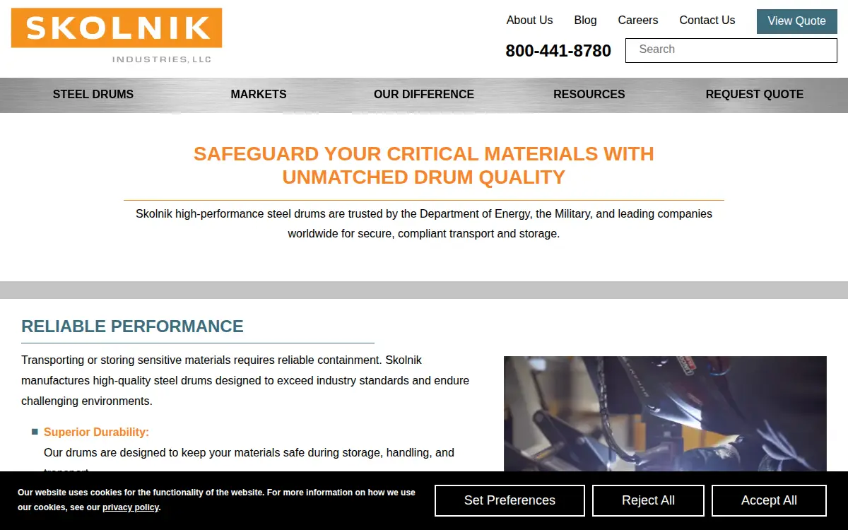 Homepage of Skolnik Industries LLC