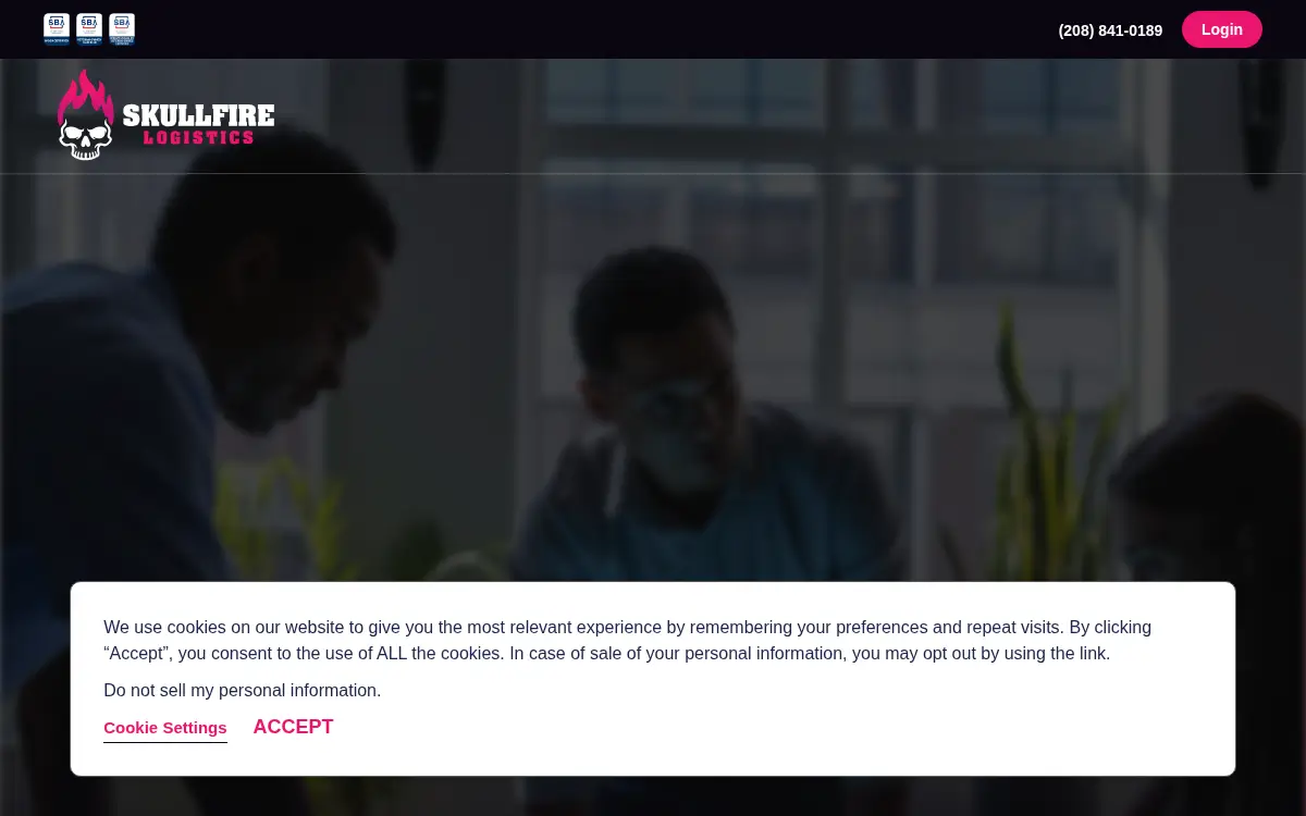 Homepage of Skullfire Logistics, LLC