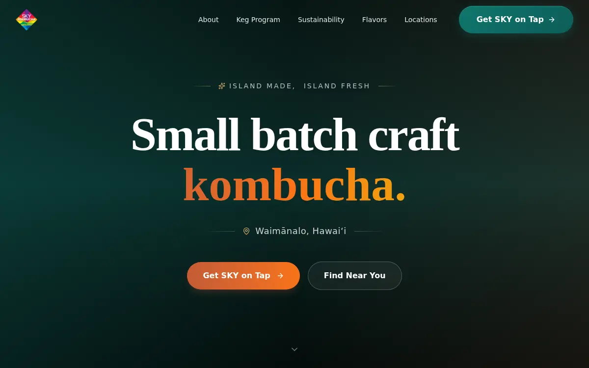 Homepage of Sky Kombucha LLC