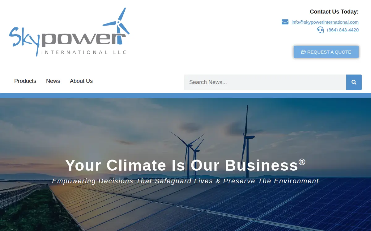 Homepage of Sky Power International LLC