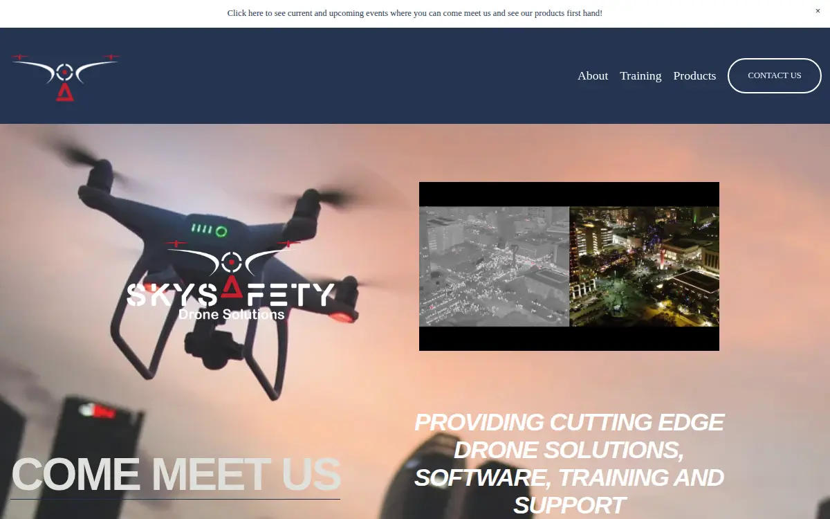 Homepage of Skysafety Drone Solutions, LLC