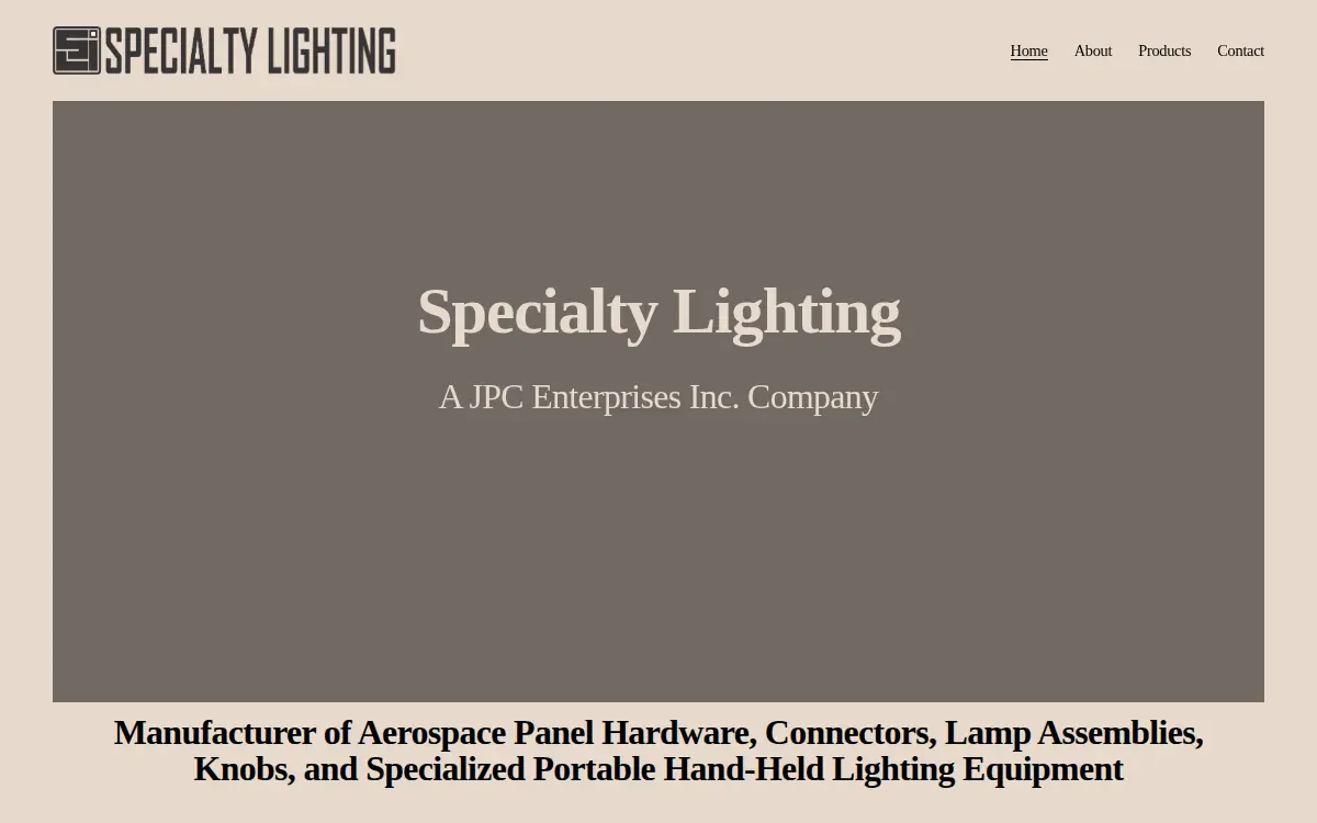 Homepage of Specialty Lighting, INC