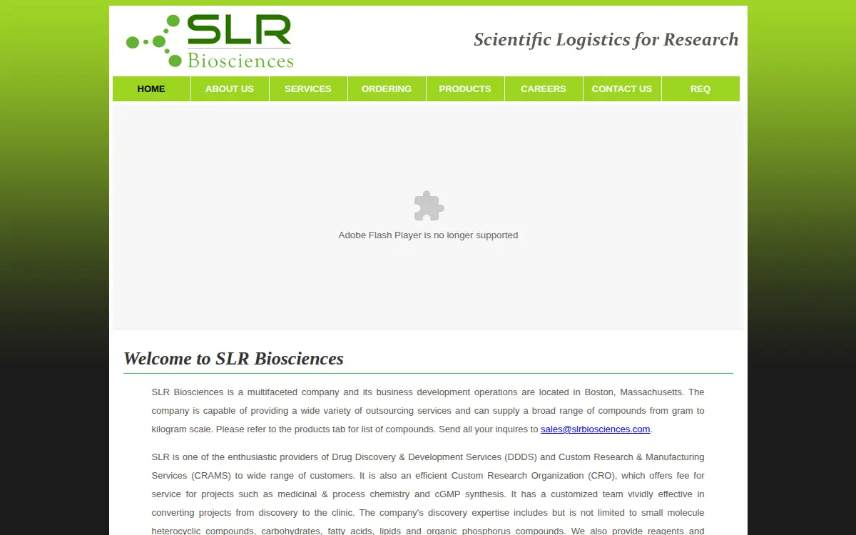 Homepage of Slr Biosciences LLC