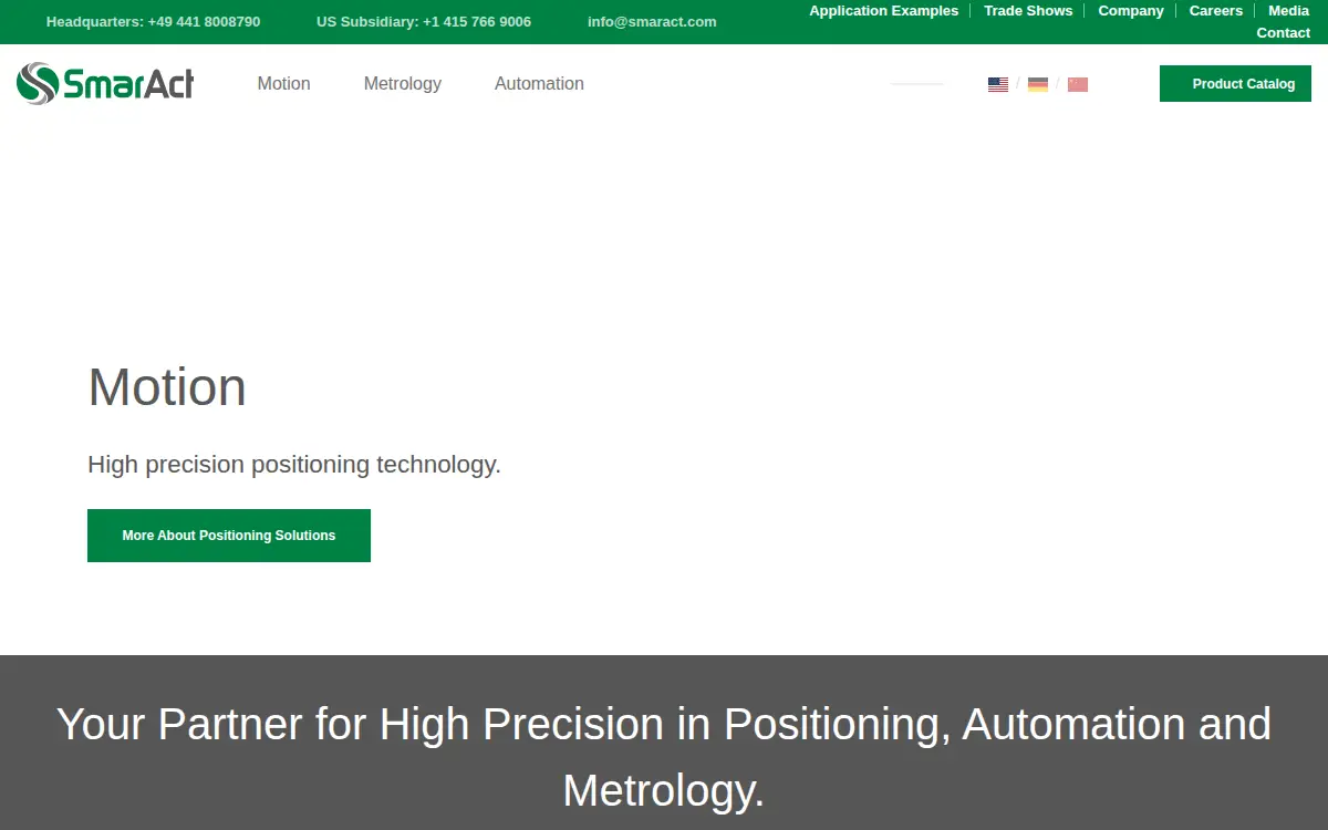Homepage of Smaract INC.