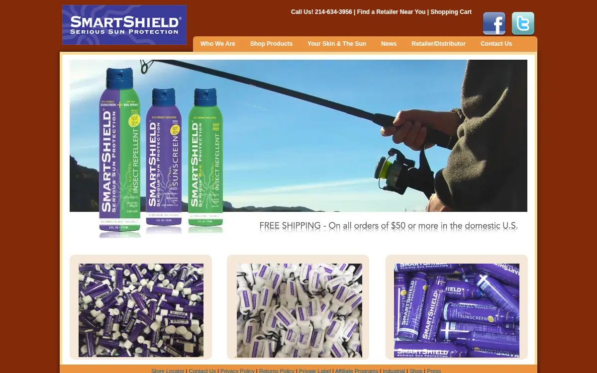Homepage of Texas Sunscreen LLC