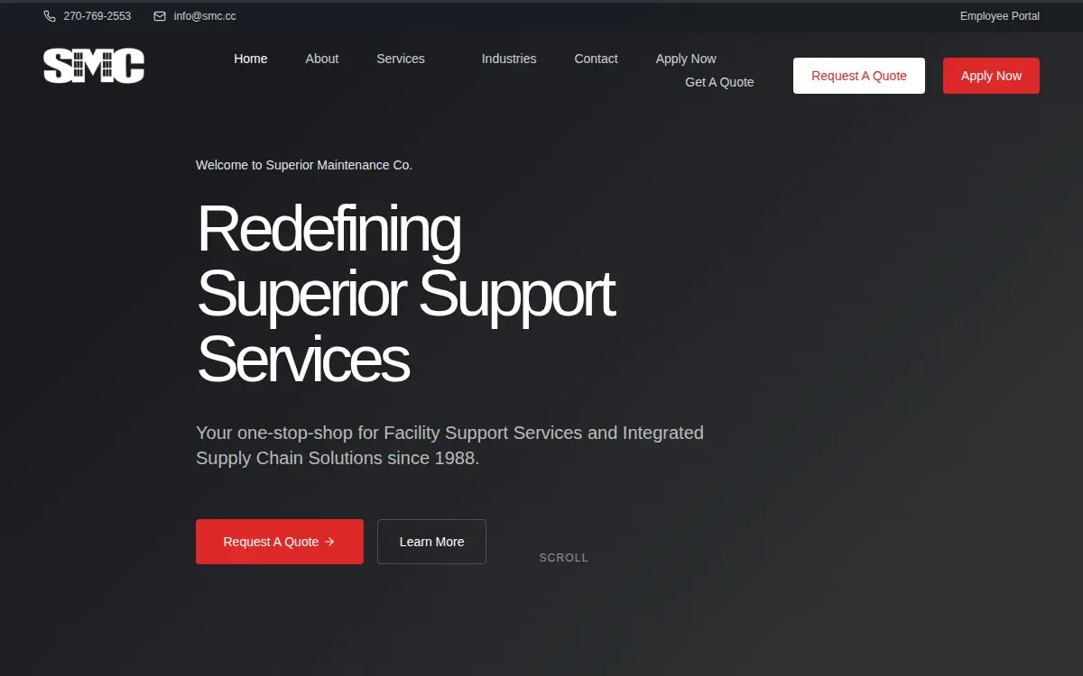 Homepage of Superior Maintenance CO
