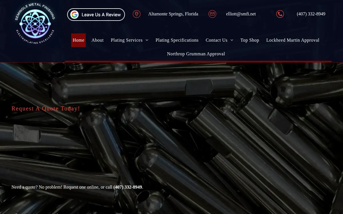 Homepage of Seminole Metal Finishing, INC.