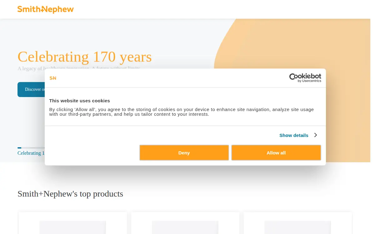 Homepage of Smith & Nephew, INC.