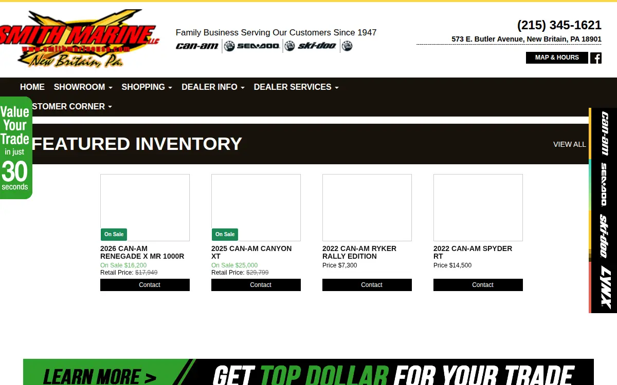 Homepage of Smith Marine, LLC