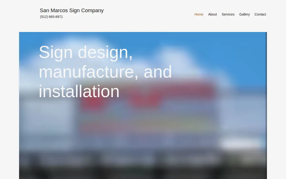 Homepage of San Marcos Sign Company LLC