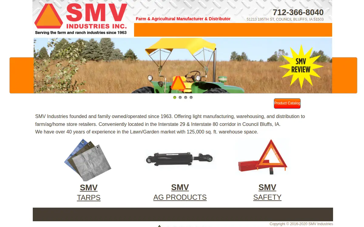 Homepage of S M V Industries, INC.
