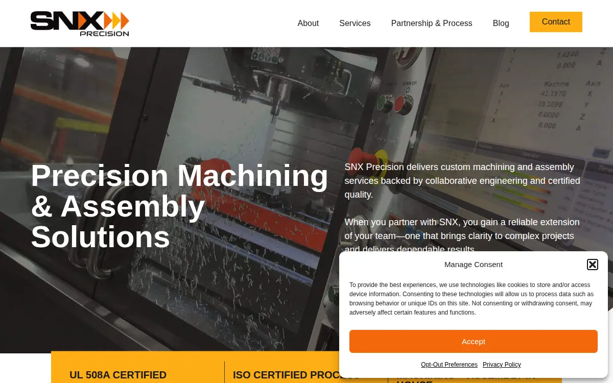 Homepage of Snx Precision, INC.