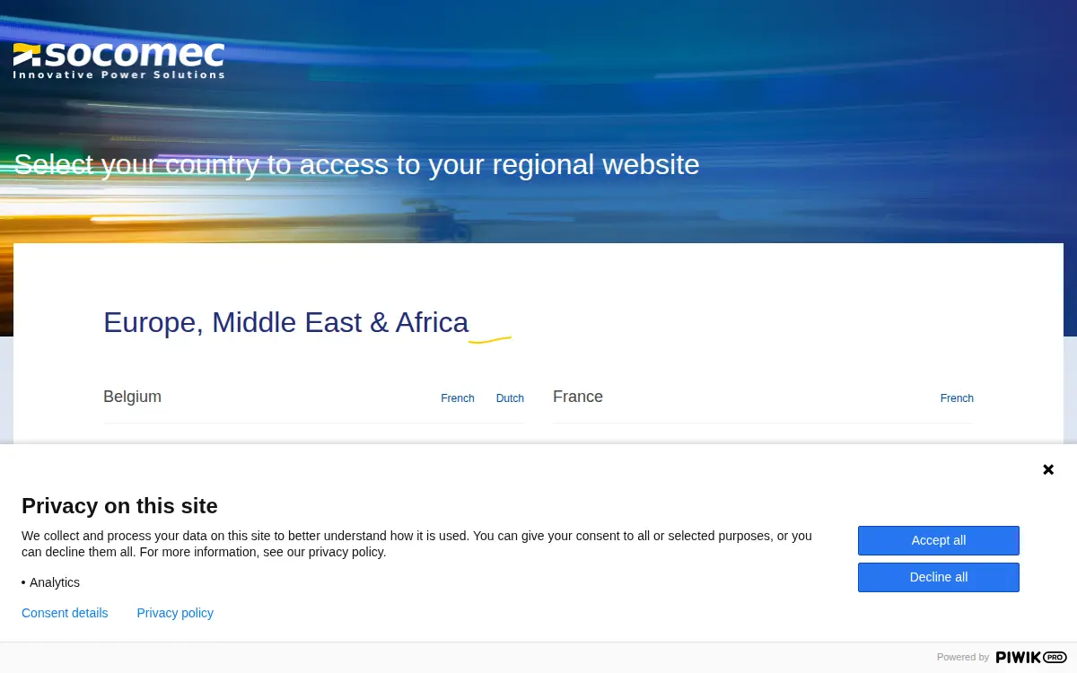 Homepage of Socomec, INC.