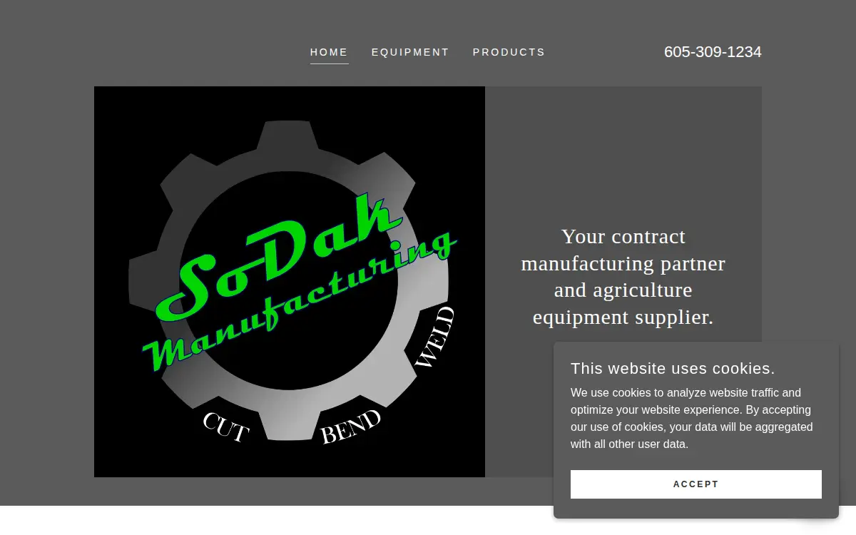 Homepage of Sodak Manufacturing LLC