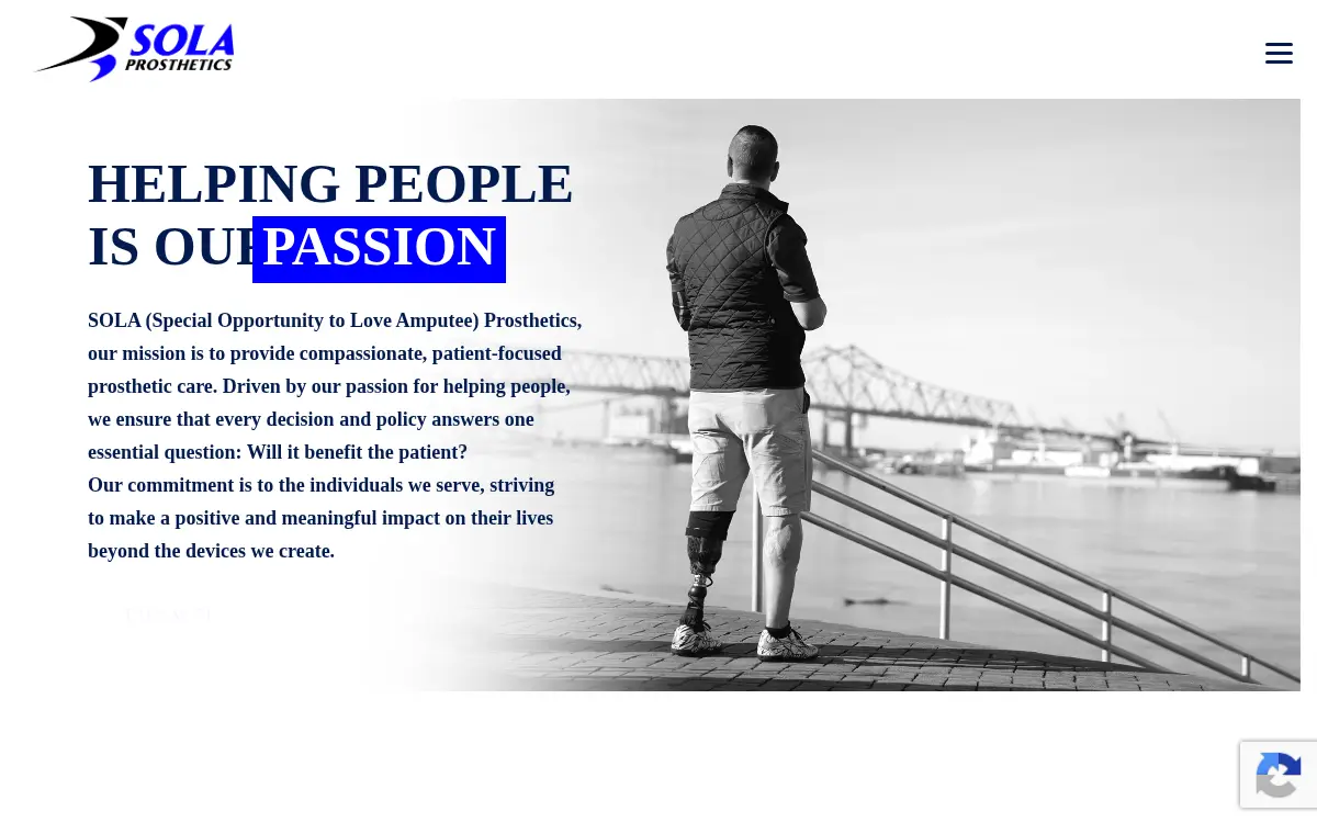 Homepage of Sola Prosthetics INC