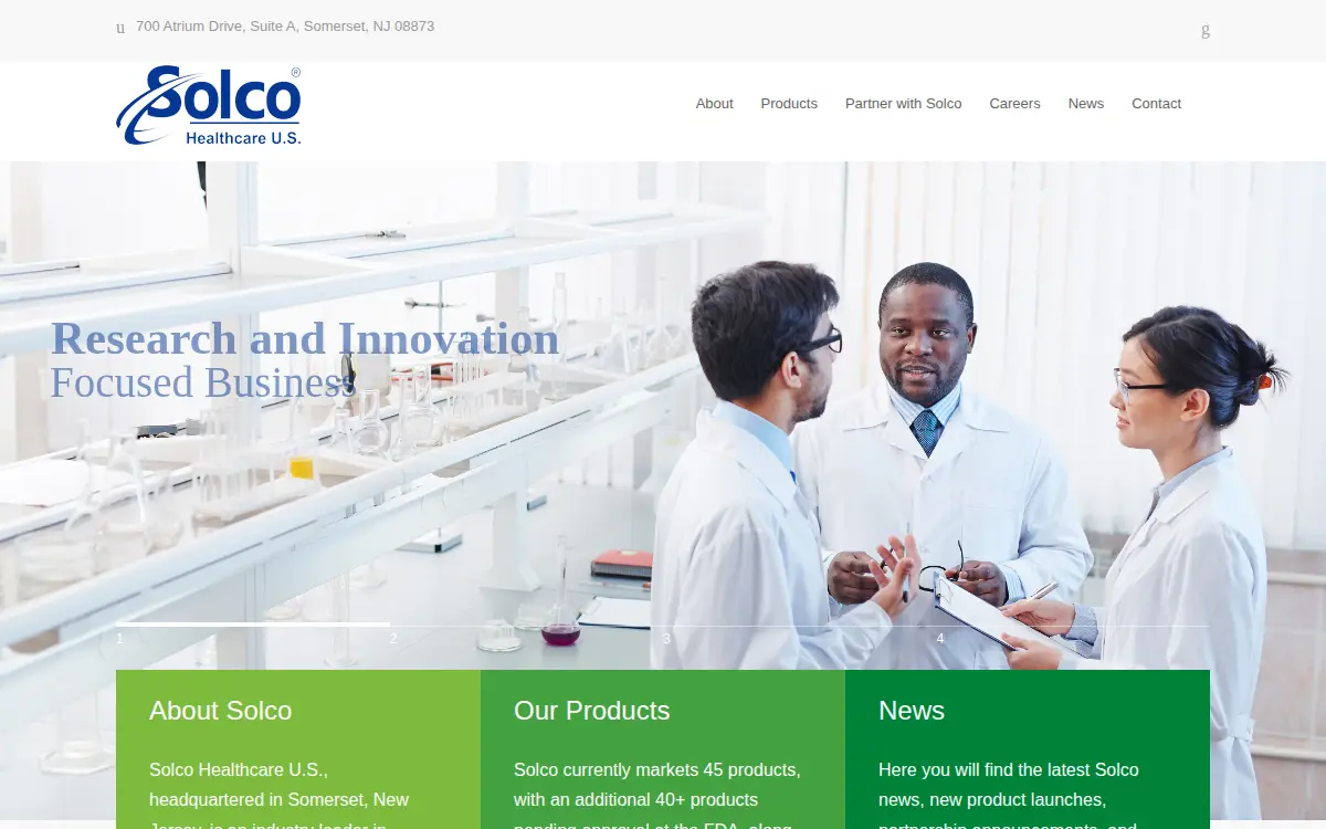 Homepage of Solco Healthcare US LLC