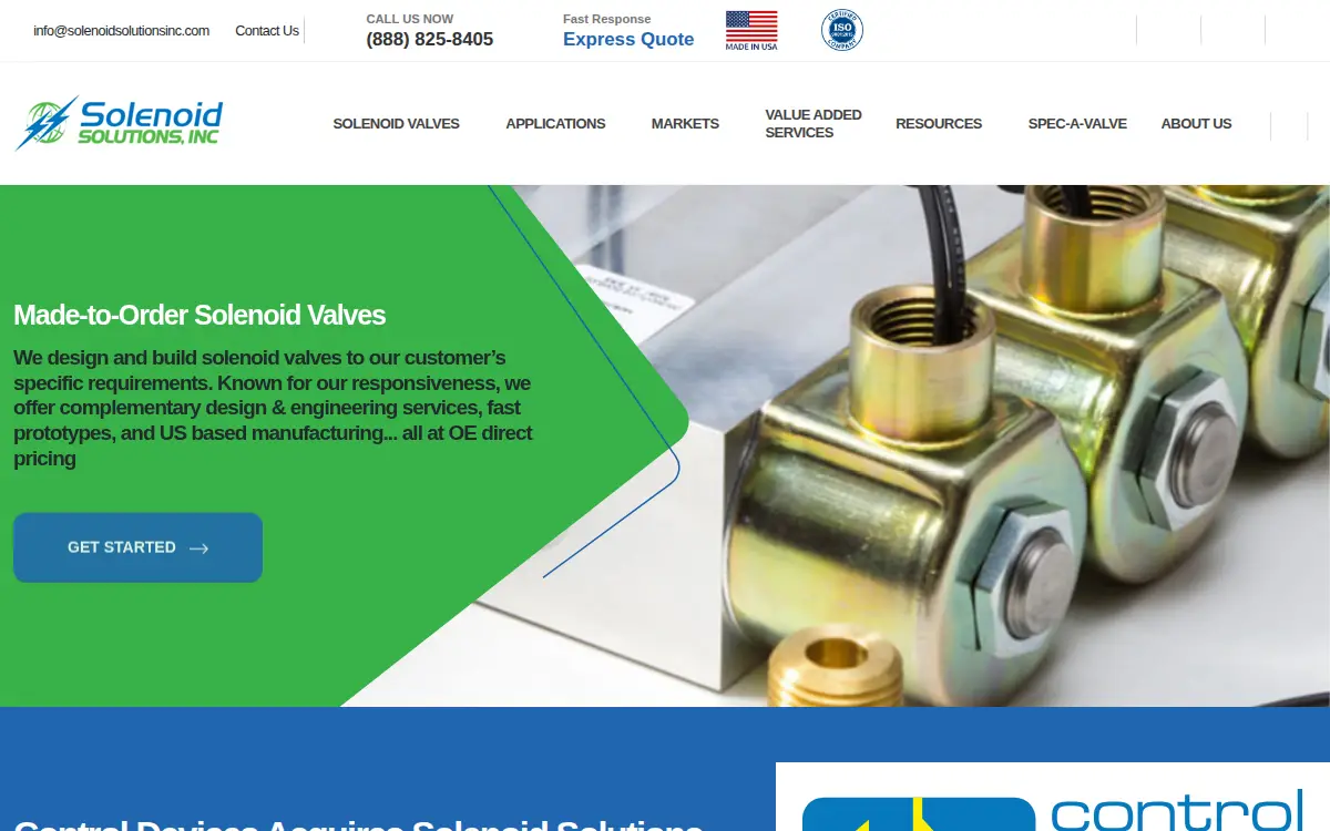 Homepage of Solenoid Solutions, INC