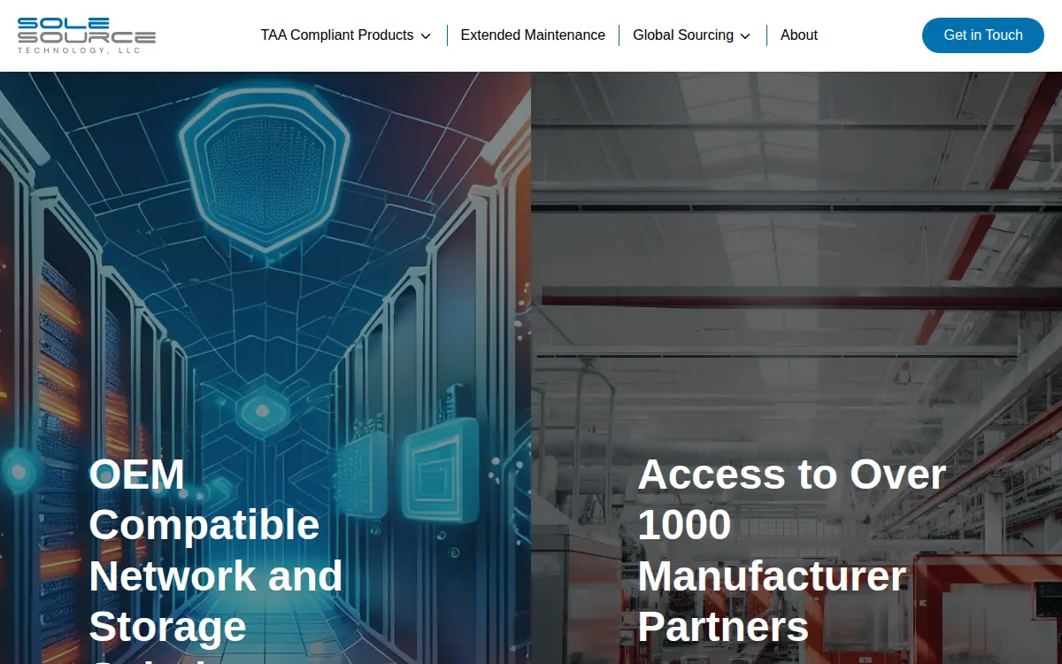 Homepage of Sole Source Technology, LLC