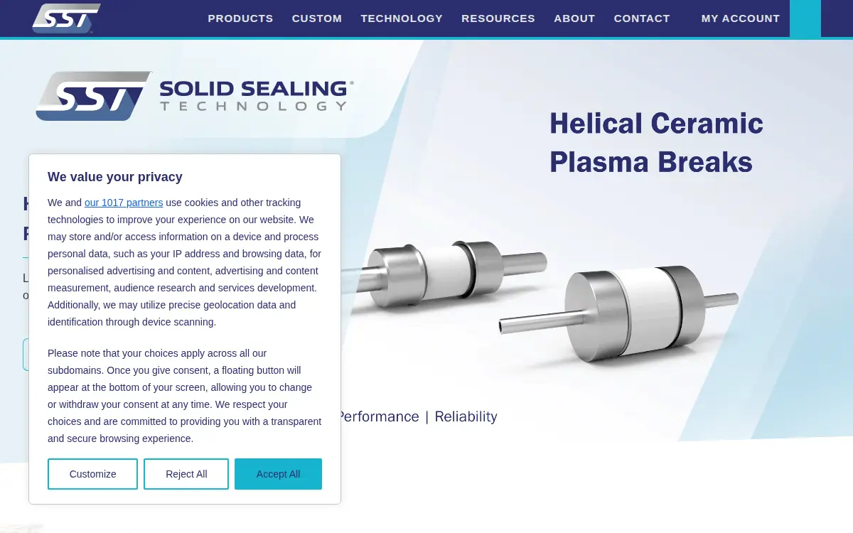 Homepage of Solid Sealing Technology, INC.