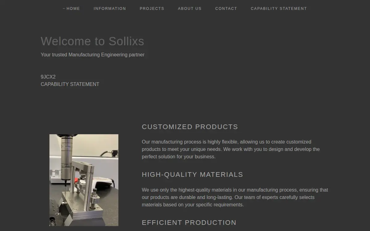 Homepage of Sollixs LLC