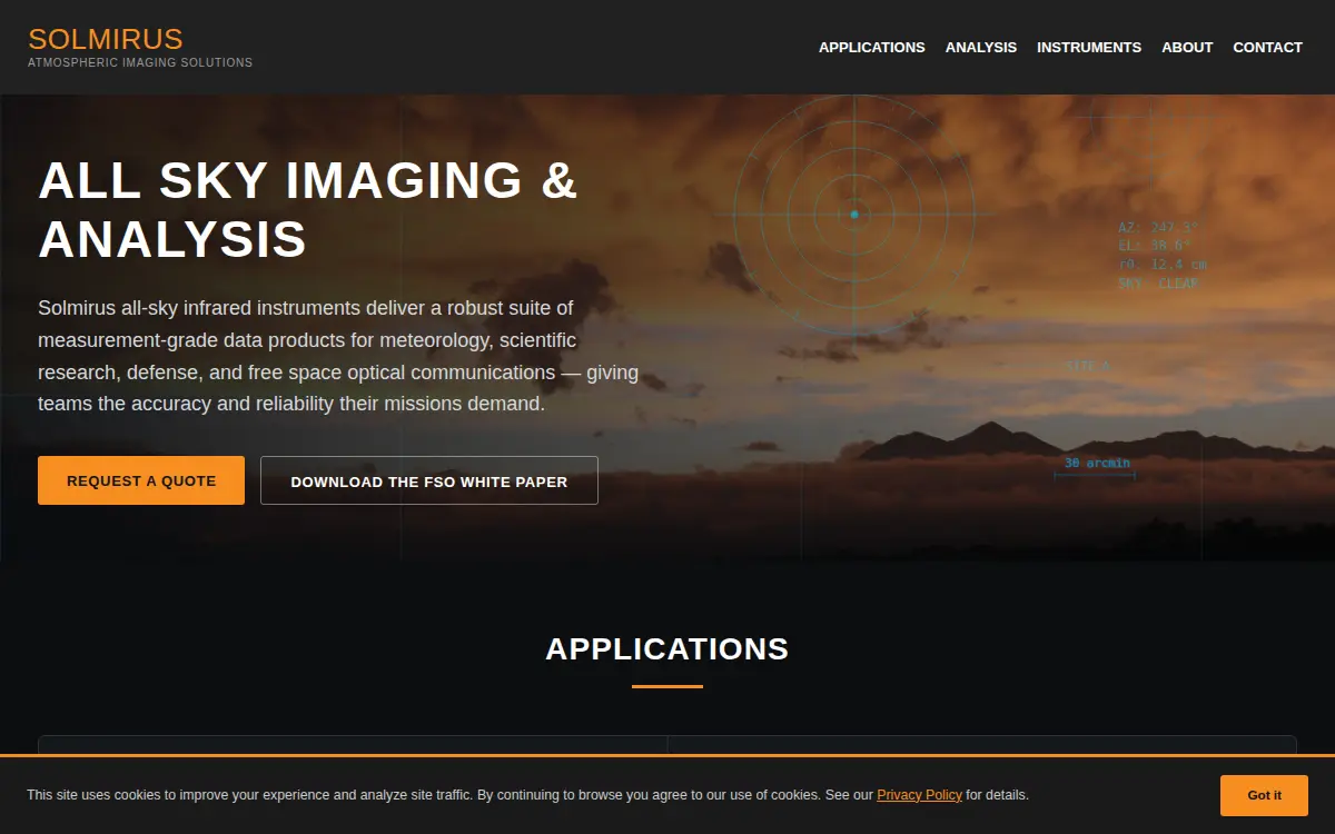 Homepage of Solmirus Corporation