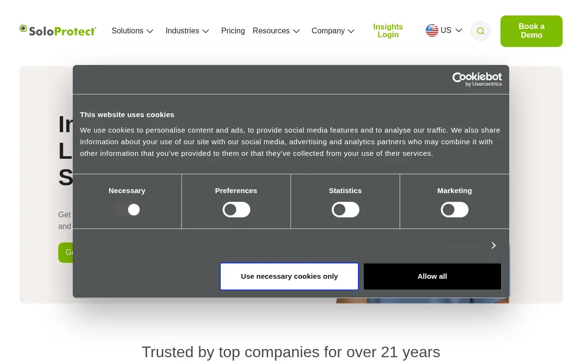 Homepage of Soloprotect Us, LLC