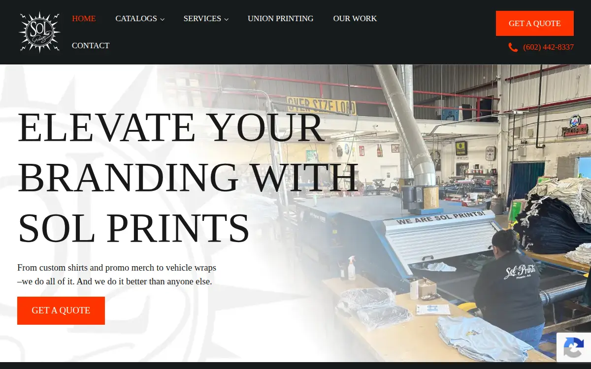 Homepage of Sol Prints LLC