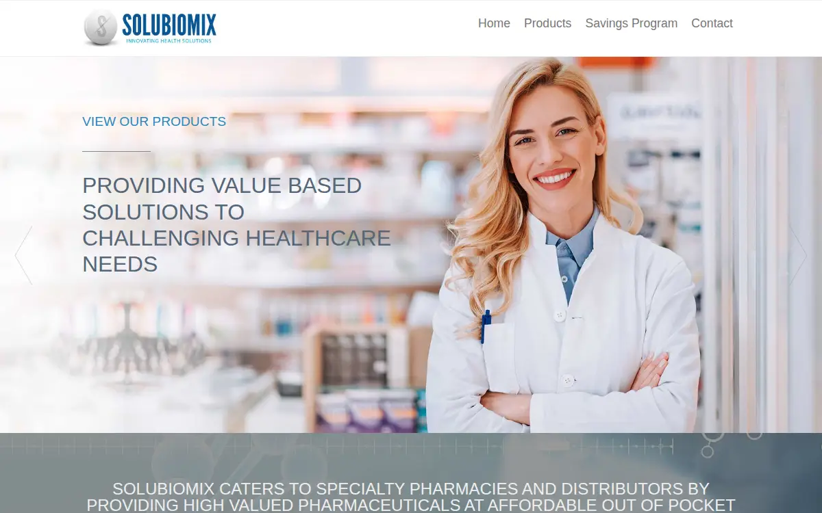 Homepage of Solubiomix, LLC
