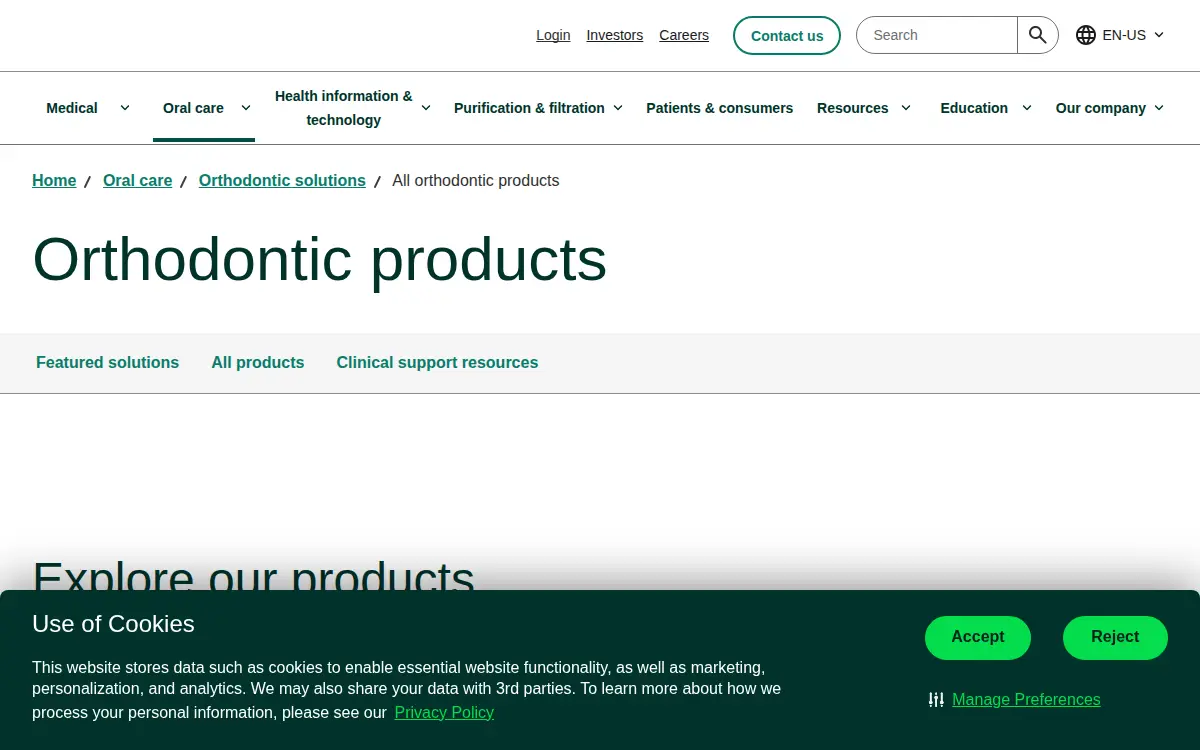 Homepage of Solventum Orthodontics Corporation