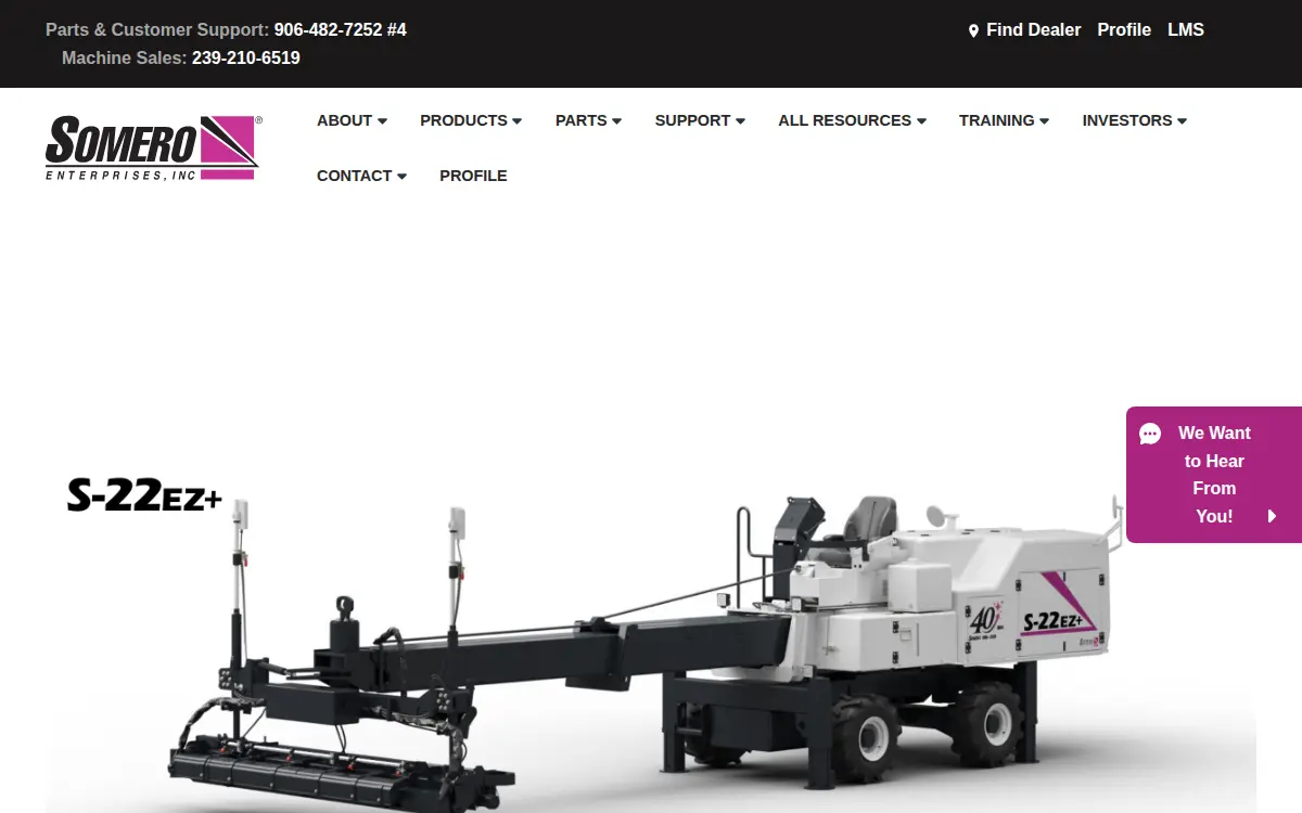 Homepage of Somero Enterprises INC