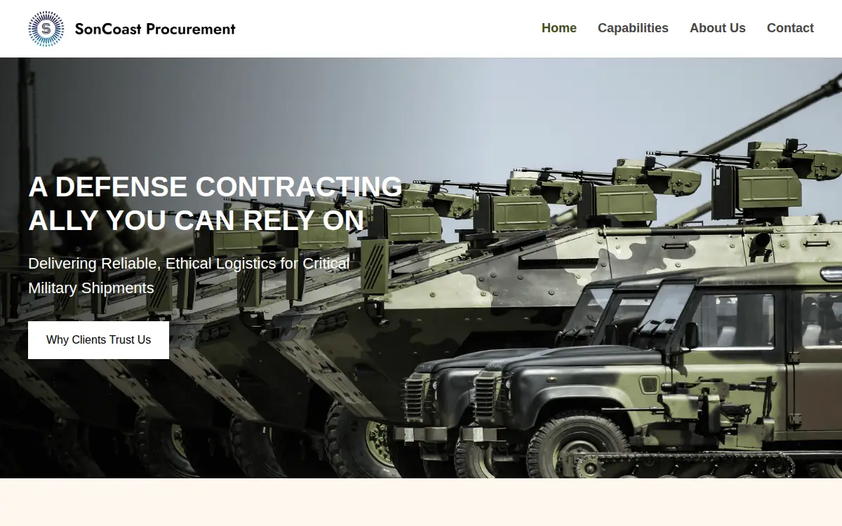 Homepage of Soncoast Procurement, LLC