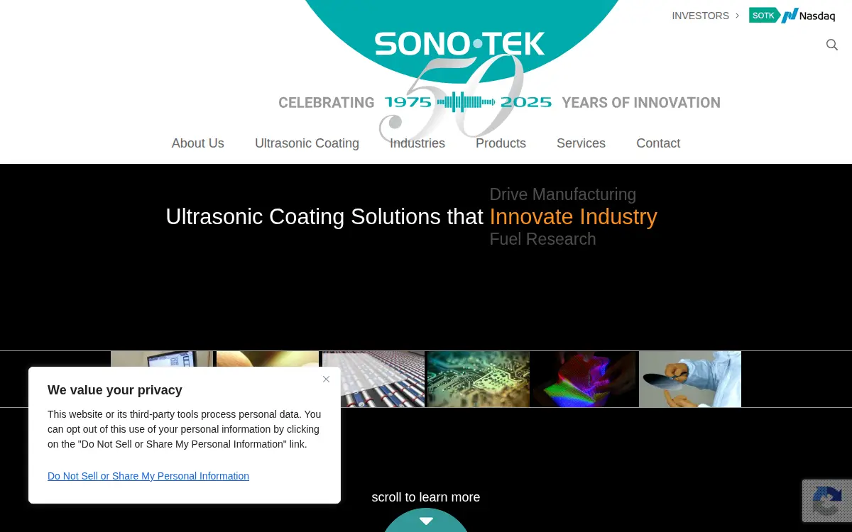 Homepage of Sono-tek Corporation