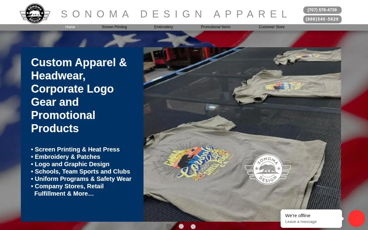 Homepage of Sonoma Design Apparel and Promotions, INC