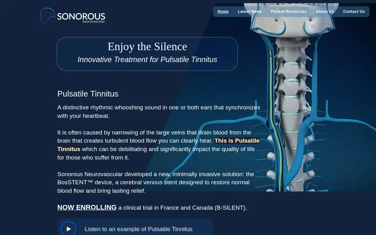Homepage of Sonorous Neurovascular INC