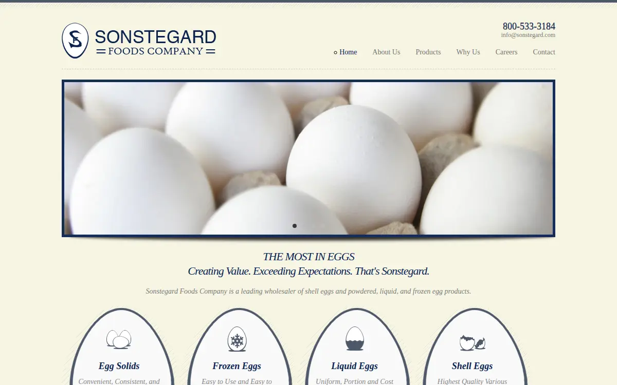 Homepage of Sonstegard Foods CO