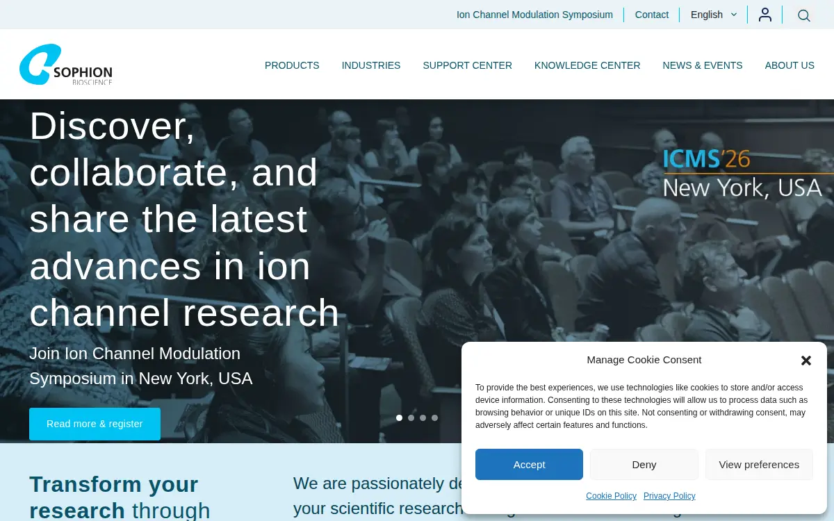 Homepage of Sophion Bioscience INC