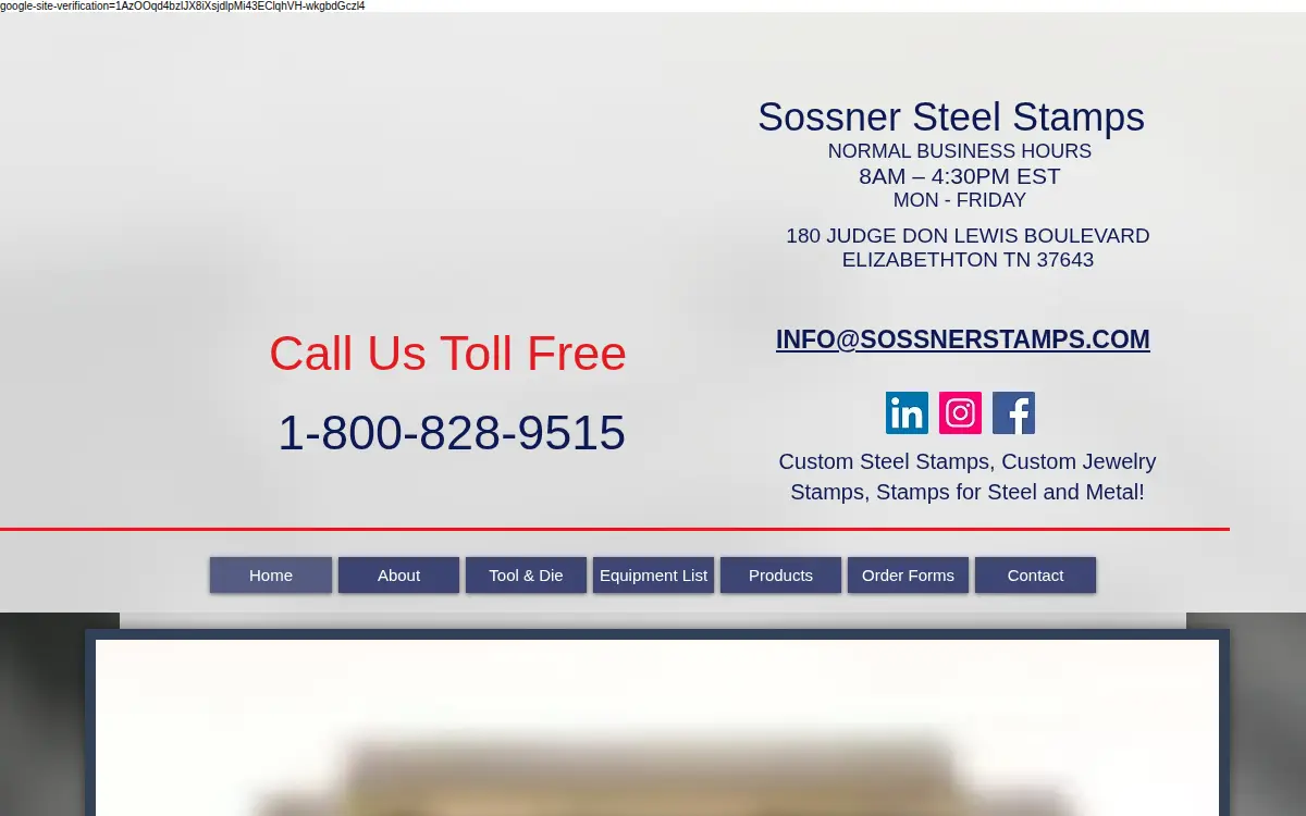 Homepage of Sossner Sales CORP